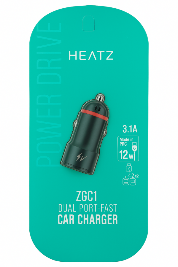Зарядно за кола Heatz 3.1A Black (USB + USB)