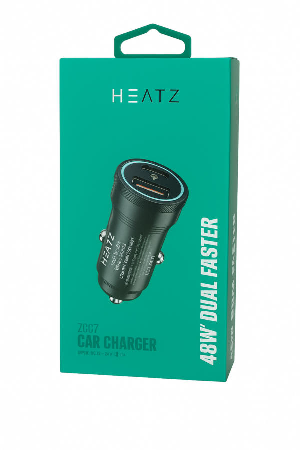 Зарядно за кола Heatz 48W Black (USB-C + USB)
