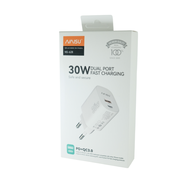 Зарядно NAISU Rapid 30W (TYPE-C +  USB)