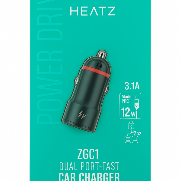 Зарядно за кола Heatz 3.1A Black (USB + USB)