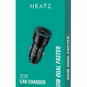 Зарядно за кола Heatz 60W Black (USB-C + USB-C)