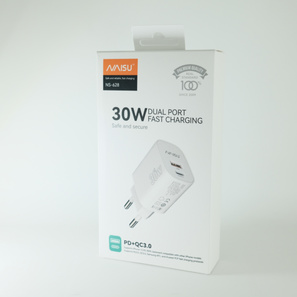 Зарядно NAISU Rapid 30W (TYPE-C +  USB)