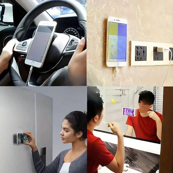 Силиконова залепваща се стойка с вендузи за калъф за телефон Pink - Image 3